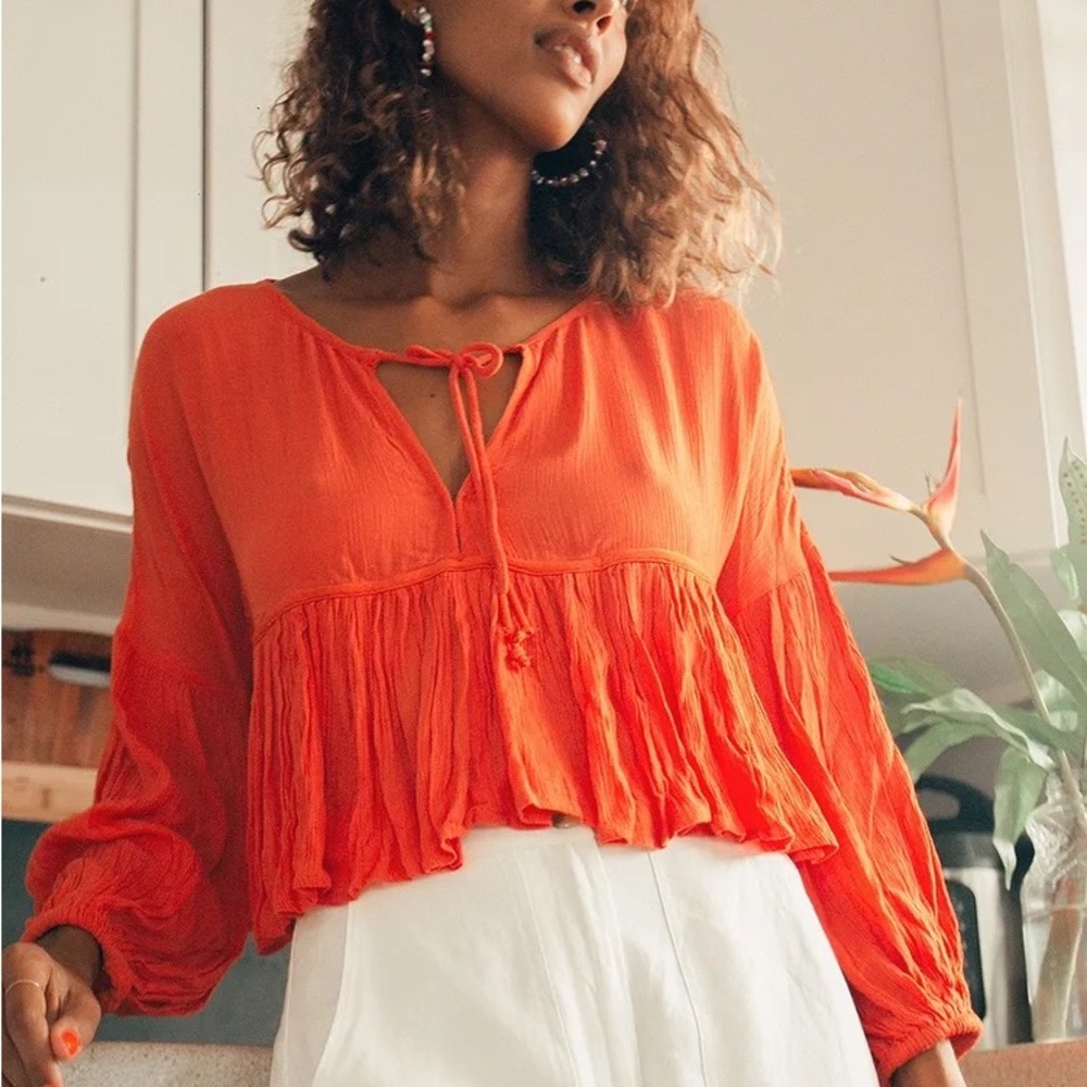 O’Neil Rosie Orange Long Sleeve Top Size Medium.